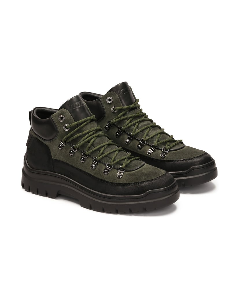 Kazar-Zweifarbige-Stiefel-aus-Wildleder-oliv