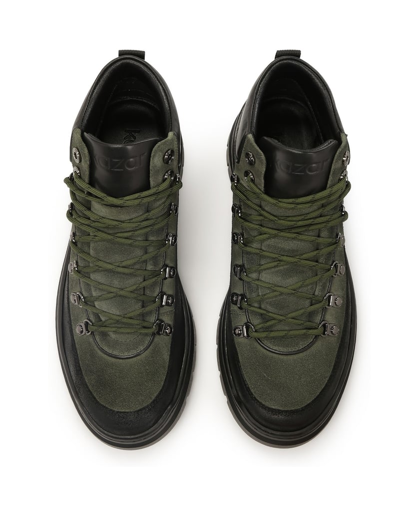 Kazar-Zweifarbige-Stiefel-aus-Wildleder-oliv