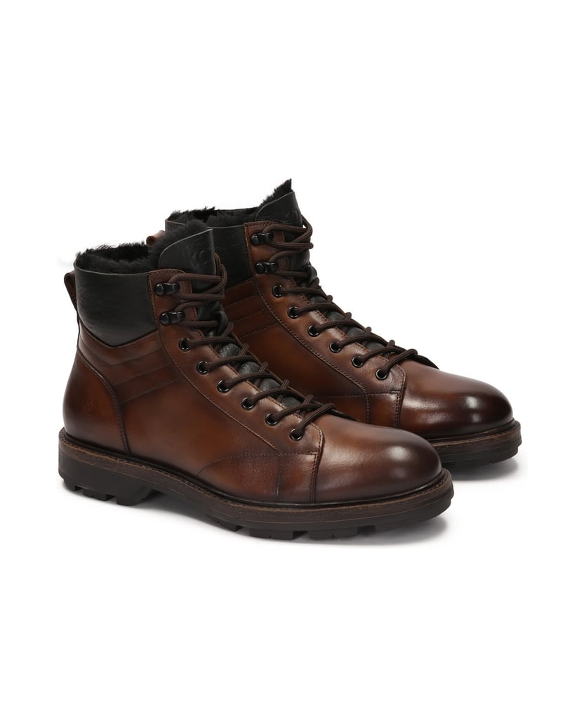 Kazar-Braune-Lederstiefel-mit-isoliertem-Kragen-braun