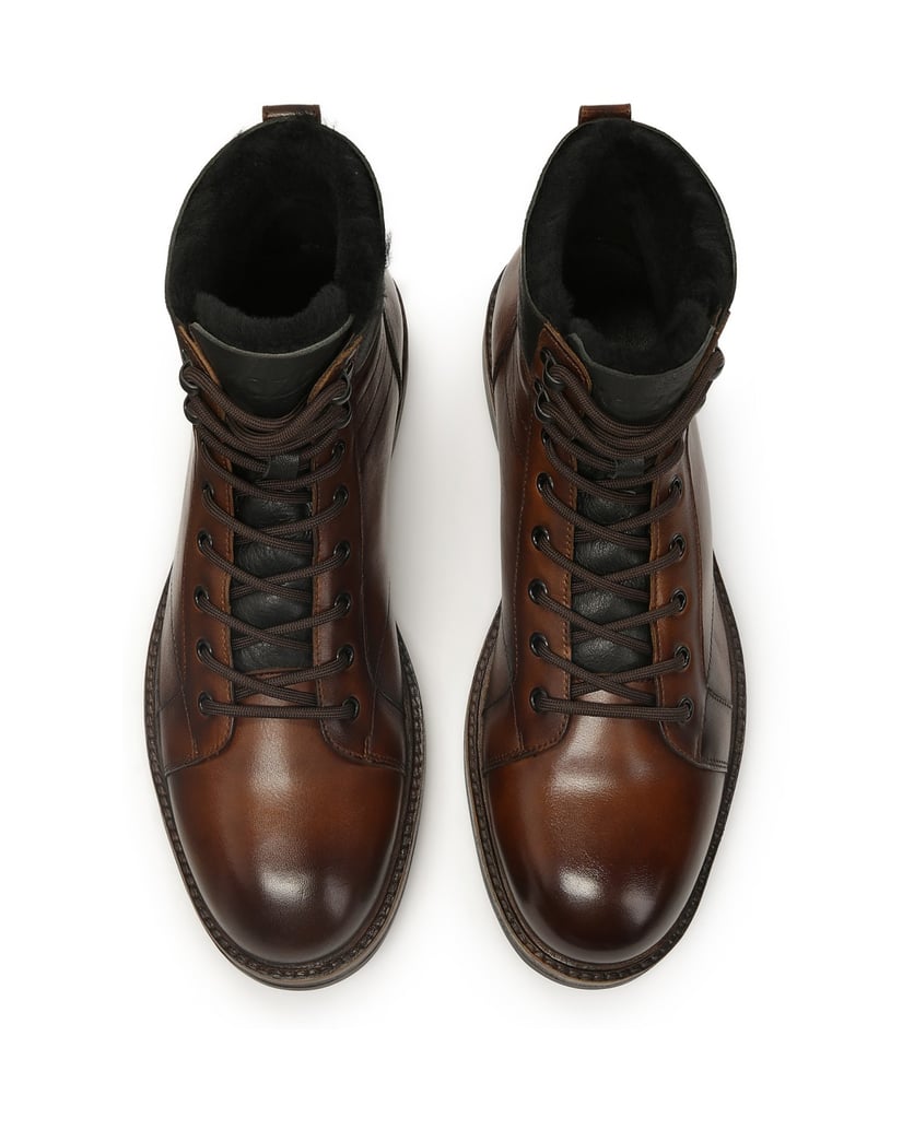 Kazar-Braune-Lederstiefel-mit-isoliertem-Kragen-braun