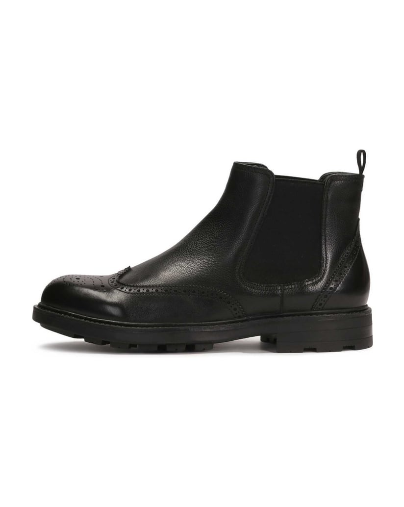 Kazar-Schwarze-Chelsea-Stiefel-aus-Leder-mit-durchbrochener-Verzierung-schwarz