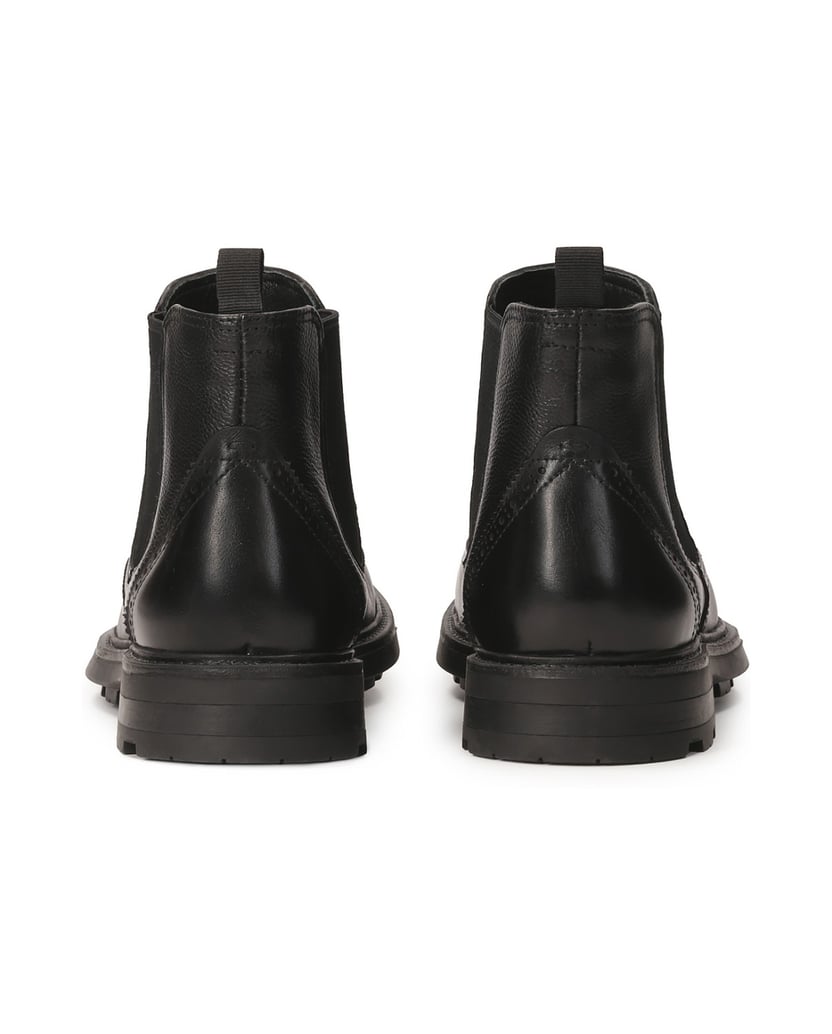Kazar-Schwarze-Chelsea-Stiefel-aus-Leder-mit-durchbrochener-Verzierung-schwarz