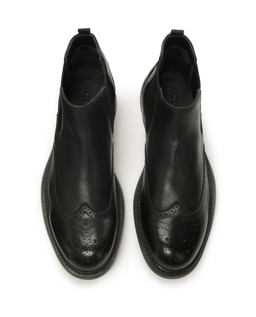 Kazar-Schwarze-Chelsea-Stiefel-aus-Leder-mit-durchbrochener-Verzierung-schwarz
