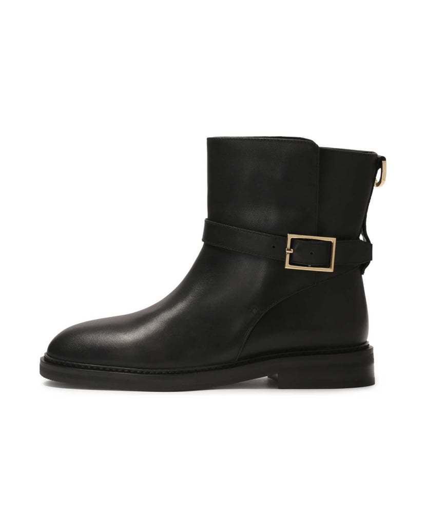Kazar-Schwarze-Schlupfstiefel-aus-Naturleder-mit-Zierschnalle-schwarz