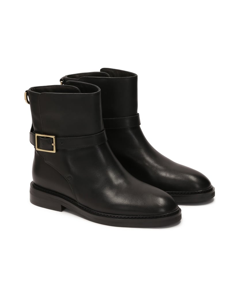 Kazar-Schwarze-Schlupfstiefel-aus-Naturleder-mit-Zierschnalle-schwarz