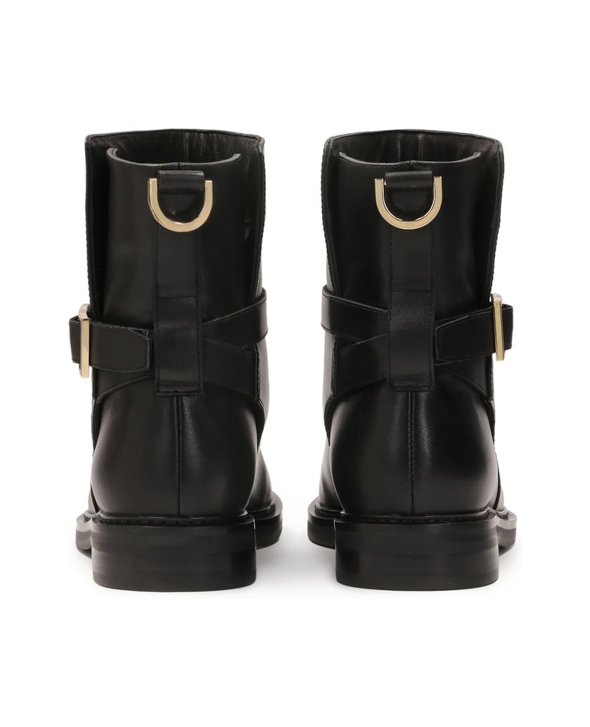 Kazar-Schwarze-Schlupfstiefel-aus-Naturleder-mit-Zierschnalle-schwarz