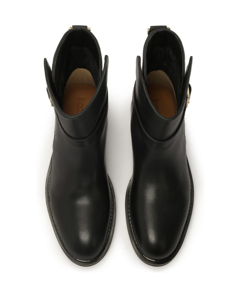 Kazar-Schwarze-Schlupfstiefel-aus-Naturleder-mit-Zierschnalle-schwarz