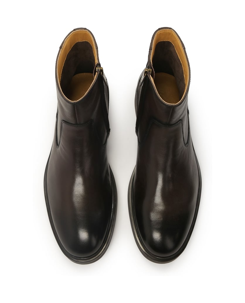Kazar-Braune-Lederstiefel-mit-Reißverschluss-braun