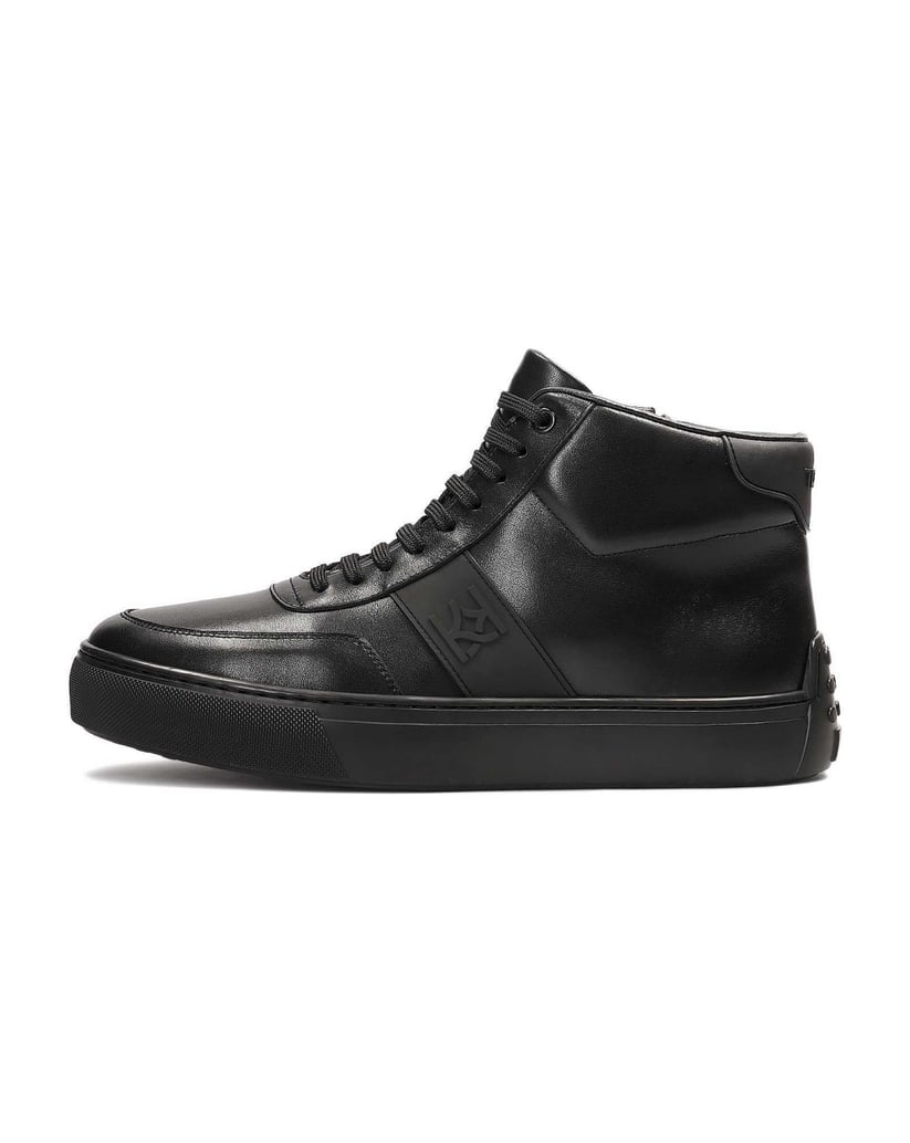Kazar-Leder-Sneaker-mit-hohem-Schaft-und-Monogramm-Design-schwarz