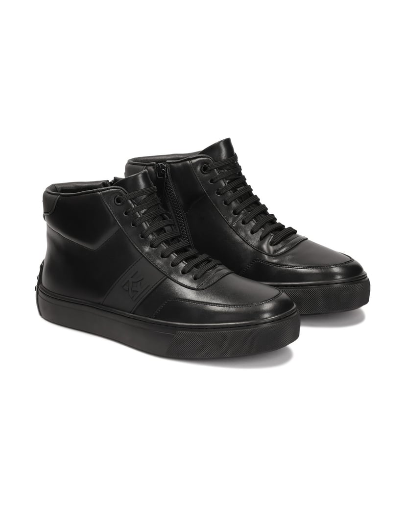 Kazar-Leder-Sneaker-mit-hohem-Schaft-und-Monogramm-Design-schwarz