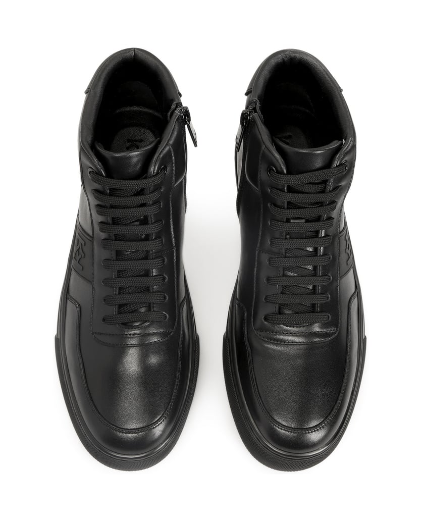 Kazar-Leder-Sneaker-mit-hohem-Schaft-und-Monogramm-Design-schwarz