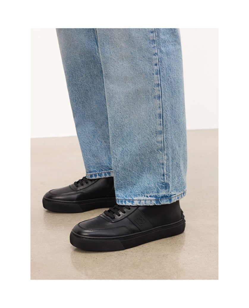 Kazar-Leder-Sneaker-mit-hohem-Schaft-und-Monogramm-Design-schwarz