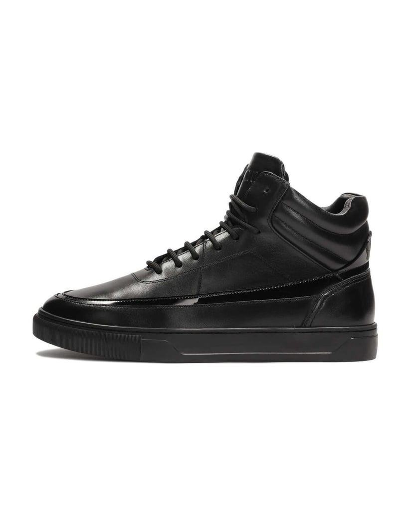 Kazar-Sneakers-aus-Leder-mit-hohem-Reißverschluss-und-Schnürung-am-Schaft-schwarz