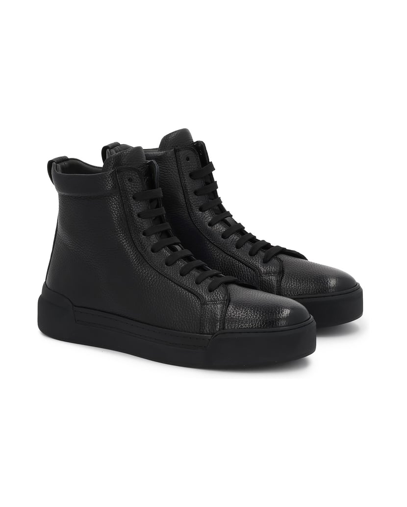 Kazar-Schwarze-Leder-Sneakers-zum-Schnüren-schwarz