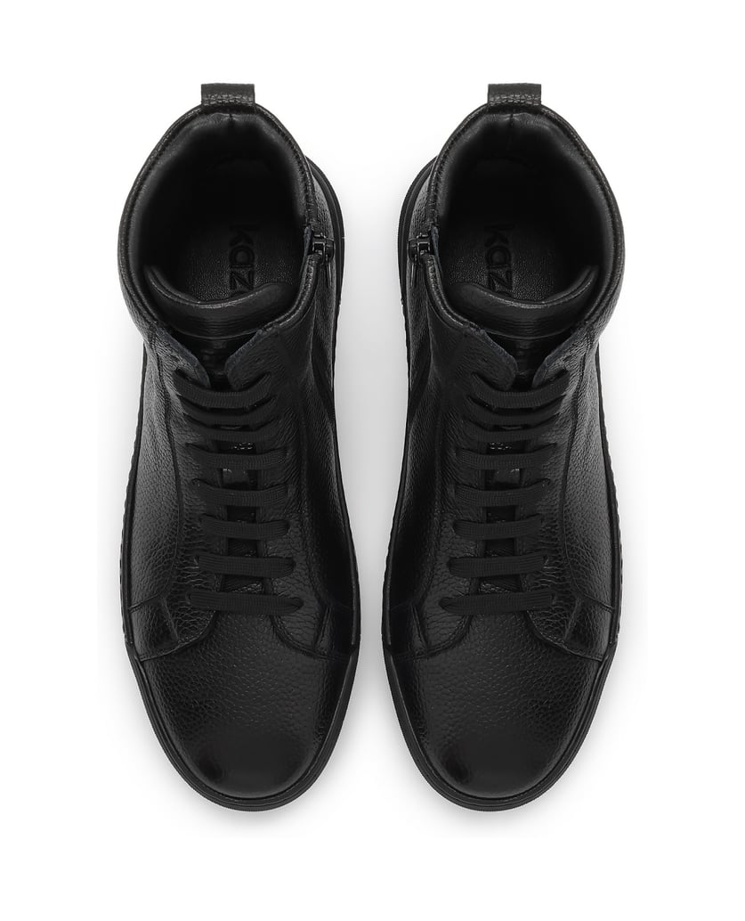 Kazar-Schwarze-Leder-Sneakers-zum-Schnüren-schwarz