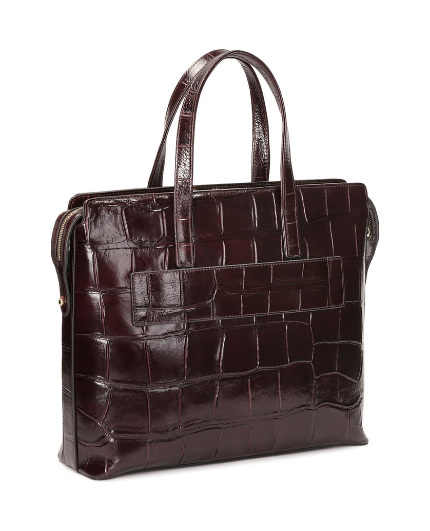 Kazar-Kastanienbraune-geprägte-Lederhandtasche-mit-Etuihalter-rot