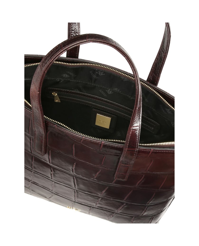 Kazar-Kastanienbraune-geprägte-Lederhandtasche-mit-Etuihalter-rot