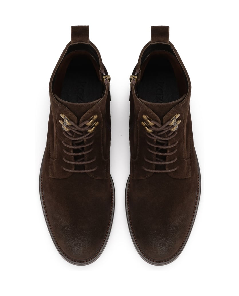 Kazar-Braune-Wildlederstiefel-mit-Metallösen-braun
