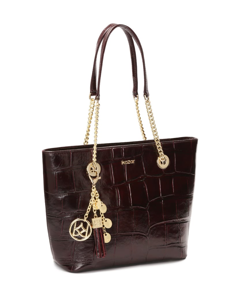 Kazar-Elegante-burgunderfarbene-Handtasche-mit-geprägtem-Muster-rot