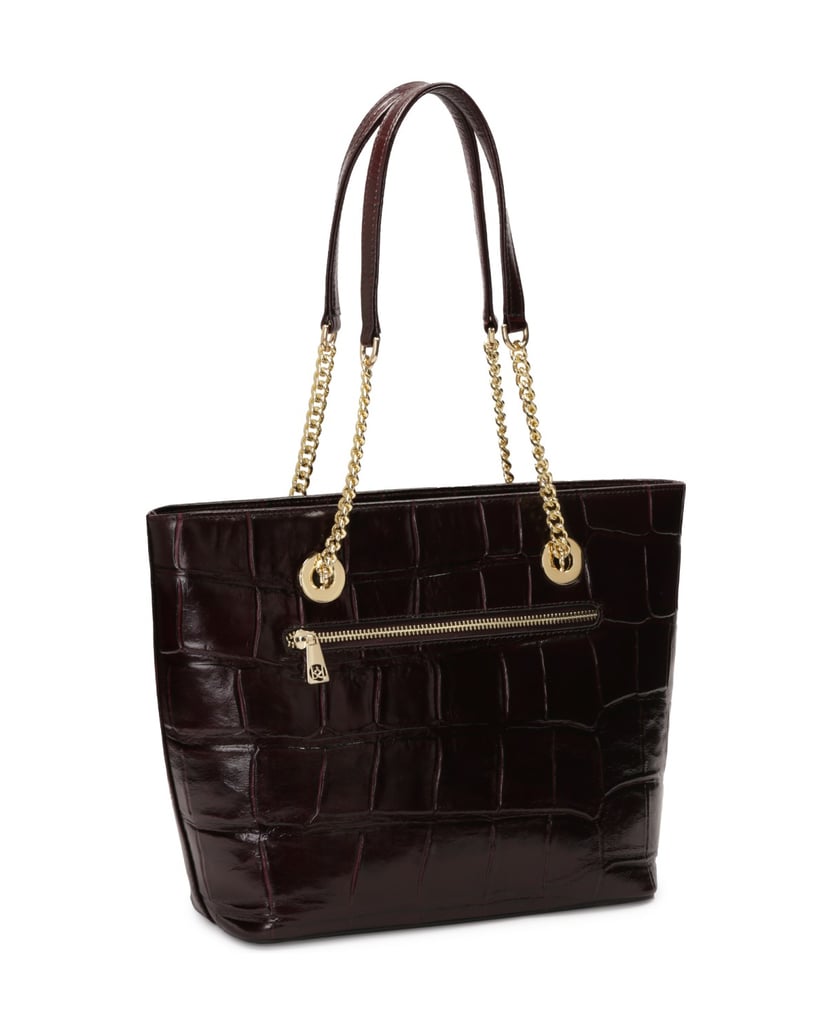Kazar-Elegante-burgunderfarbene-Handtasche-mit-geprägtem-Muster-rot