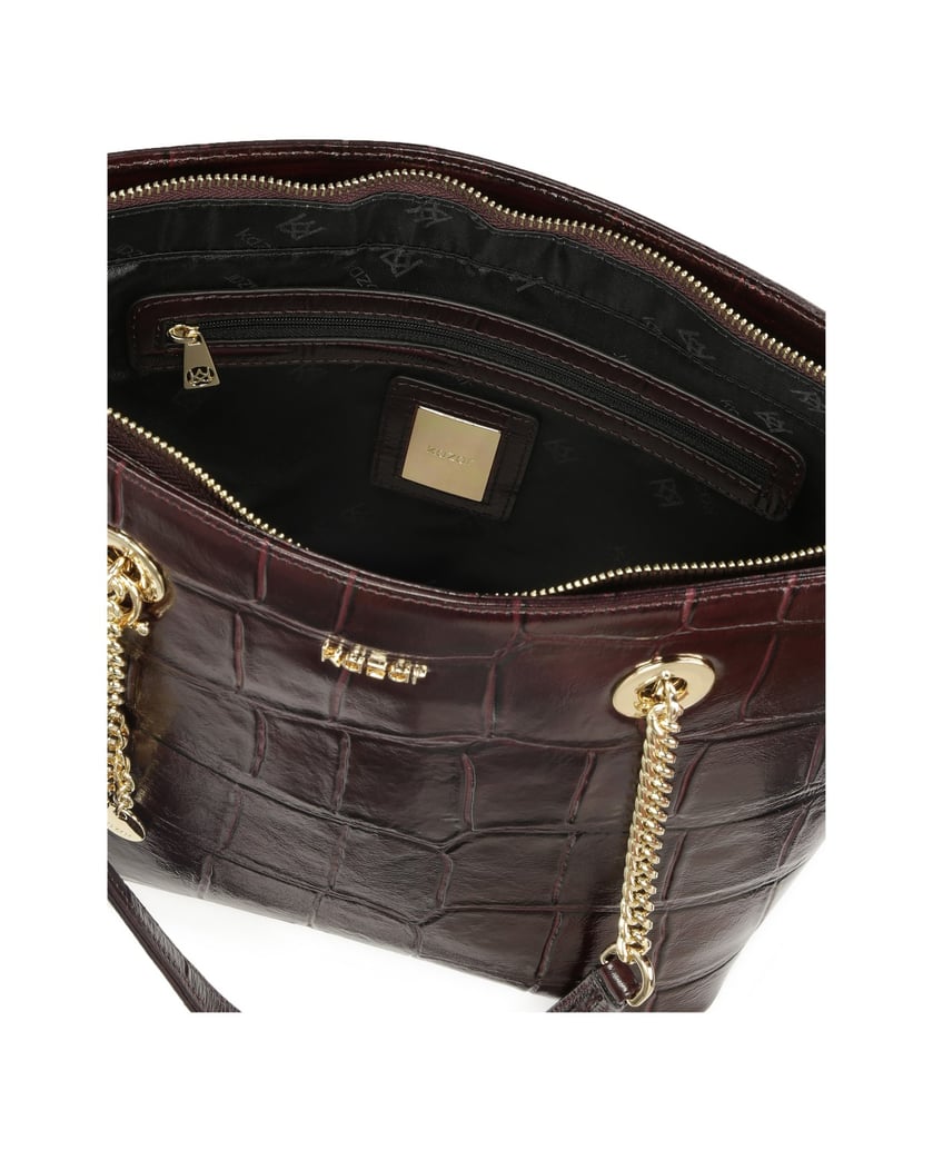Kazar-Elegante-burgunderfarbene-Handtasche-mit-geprägtem-Muster-rot