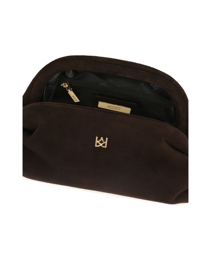 Kazar-Braune-Wildlederhandtasche-mit-Metallrahmen-braun