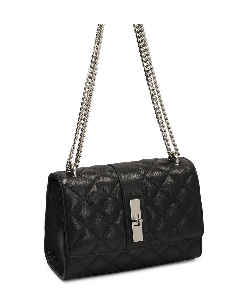 Kazar-Kleine-Kettenhandtasche-mit-Ziersteppung-schwarz