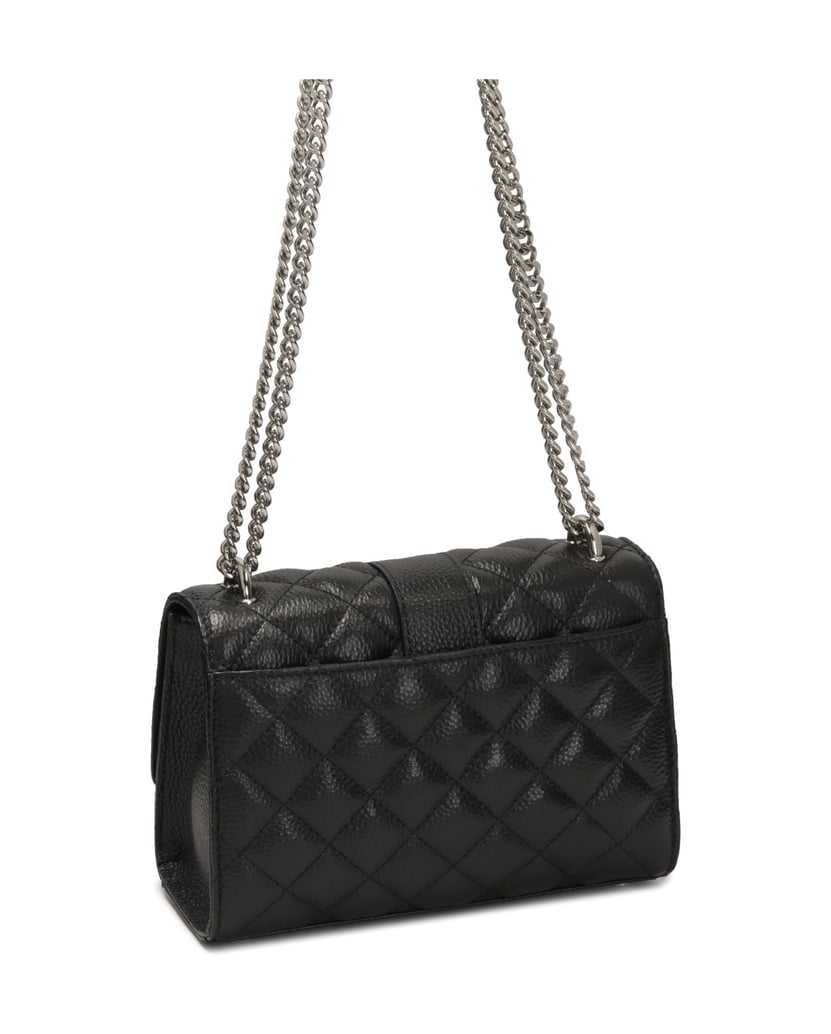 Kazar-Kleine-Kettenhandtasche-mit-Ziersteppung-schwarz