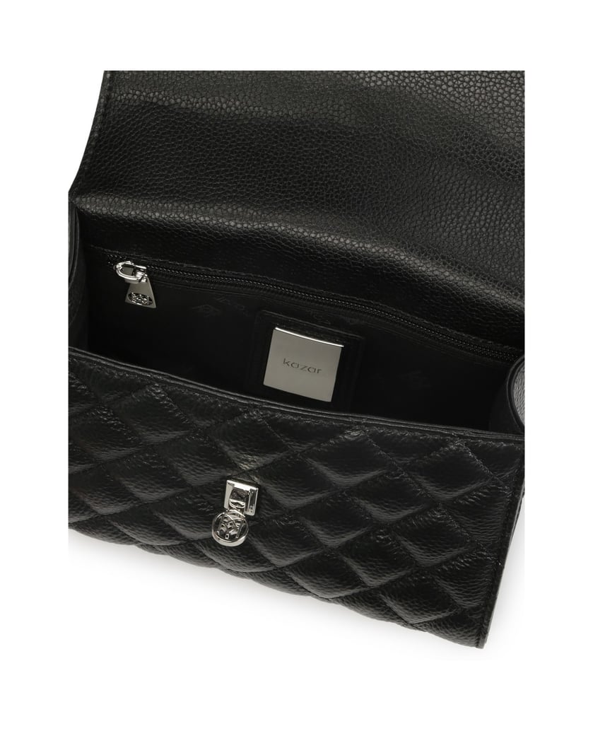 Kazar-Kleine-Kettenhandtasche-mit-Ziersteppung-schwarz