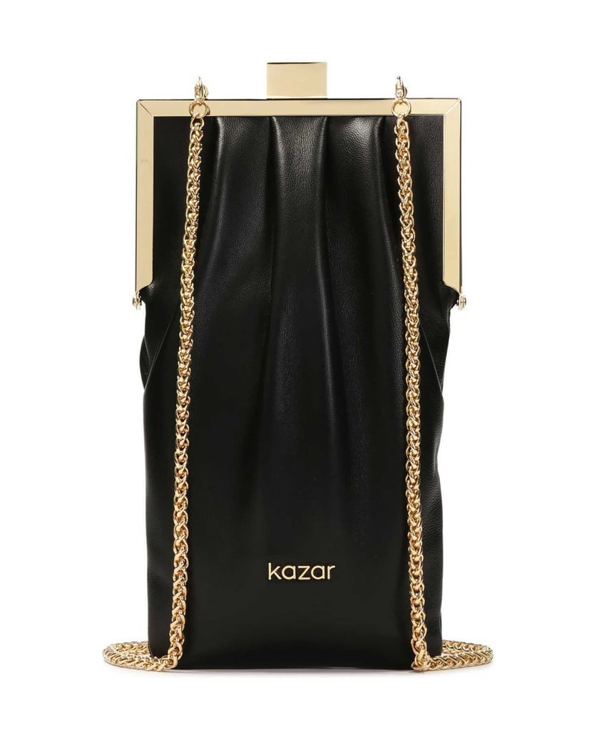 Kazar-Längliche-Handtasche-aus-Leder-mit-Kette-schwarz