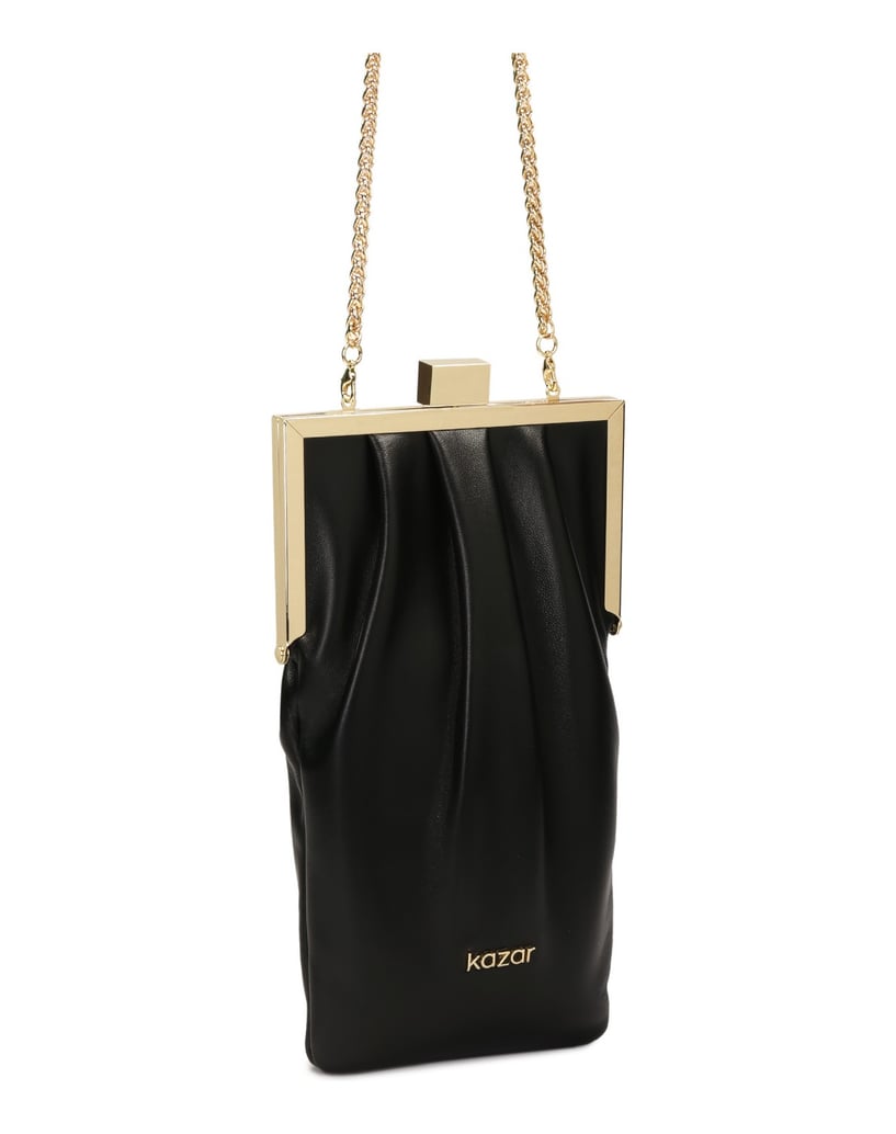 Kazar-Längliche-Handtasche-aus-Leder-mit-Kette-schwarz