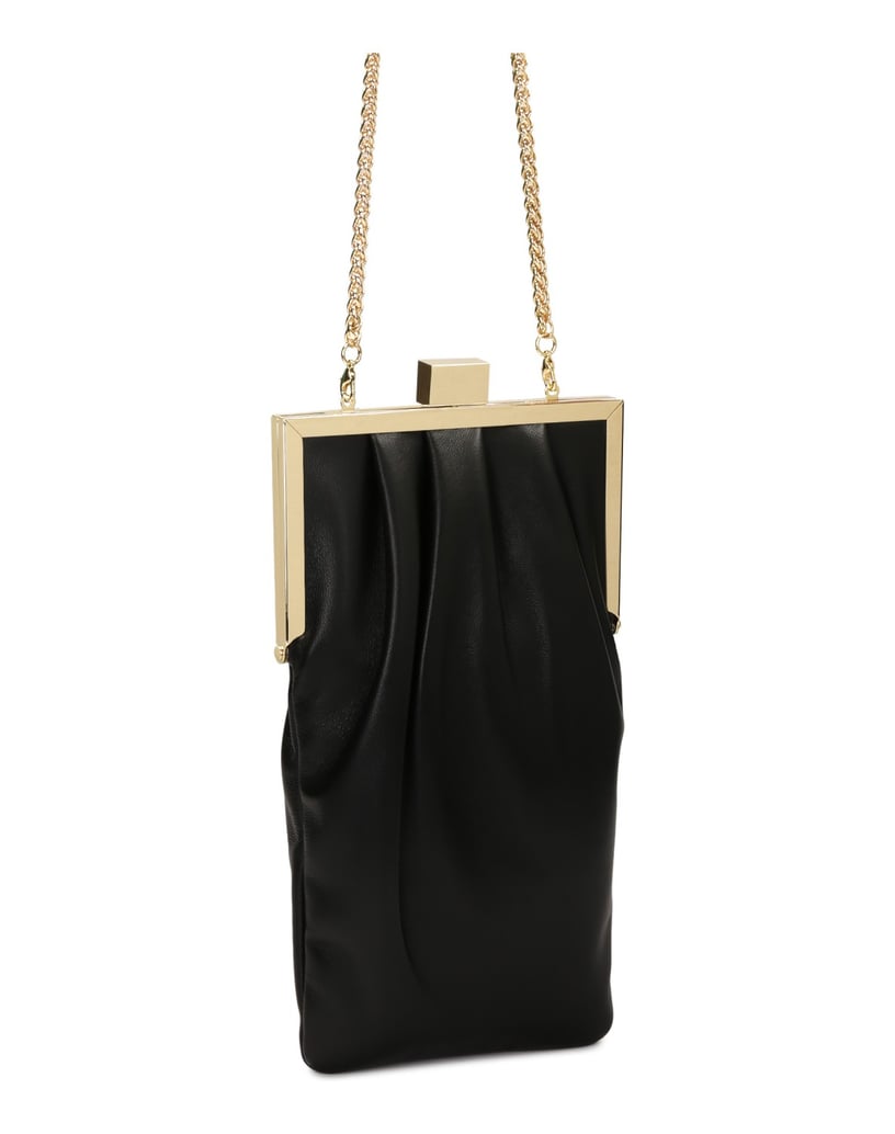Kazar-Längliche-Handtasche-aus-Leder-mit-Kette-schwarz