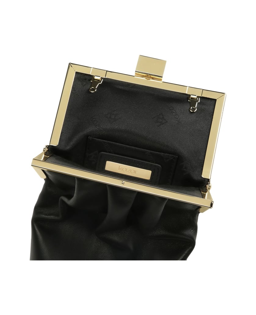 Kazar-Längliche-Handtasche-aus-Leder-mit-Kette-schwarz