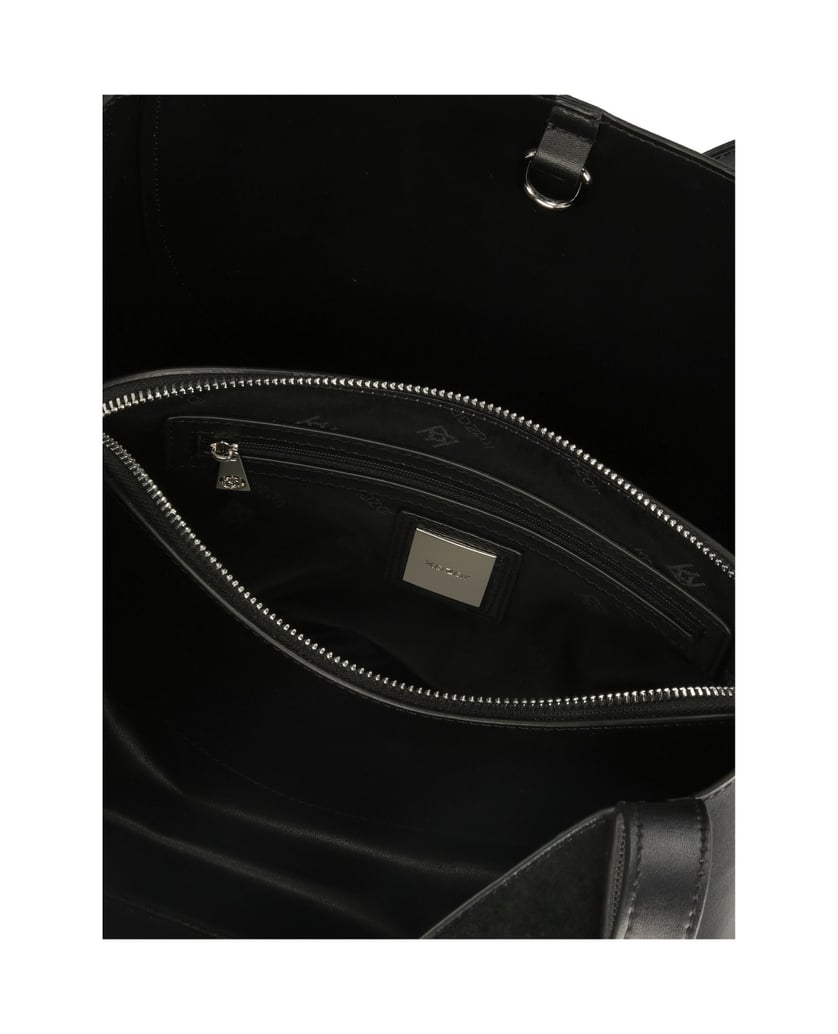 Kazar-Handtasche-aus-schwarzem-Naturleder-mit-Wildledereinsatz-schwarz