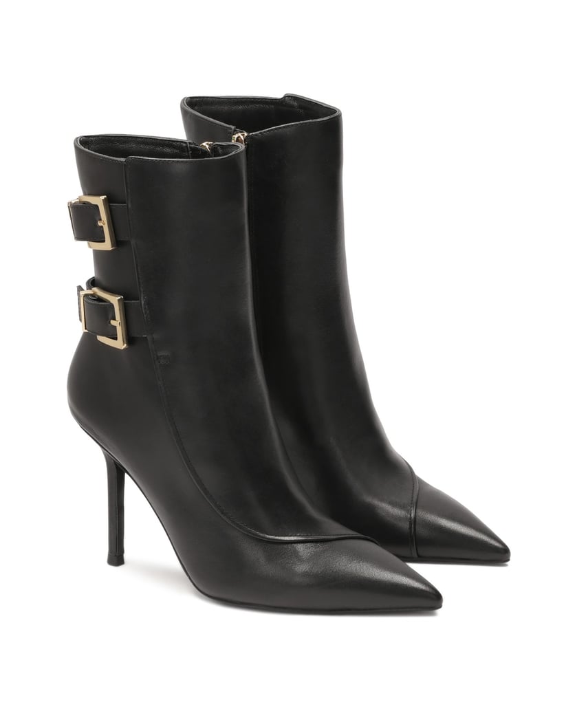 Kazar-Elegante-schwarze-Stiefel-mit-Stiletto-Absatz-und-Logo-Schnallen-schwarz