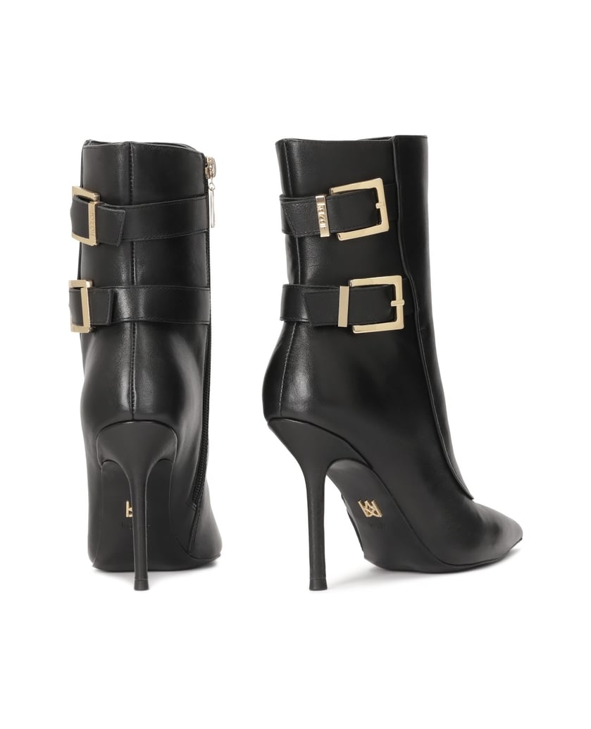 Kazar-Elegante-schwarze-Stiefel-mit-Stiletto-Absatz-und-Logo-Schnallen-schwarz