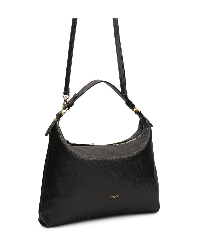 Kazar-Schwarze-Lederhandtasche-mit-lockerer-Passform-schwarz
