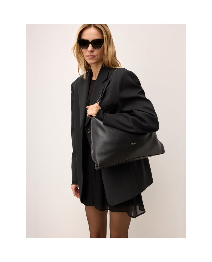 Kazar-Schwarze-Lederhandtasche-mit-lockerer-Passform-schwarz