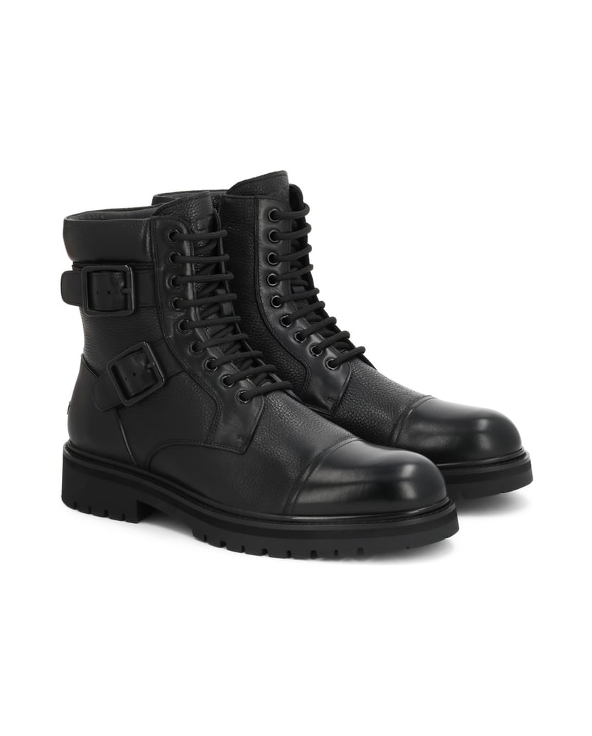 Kazar-Schwarze-Herrenstiefel-aus-Leder-mit-Schnallen-und-Schnürsenkeln-schwarz
