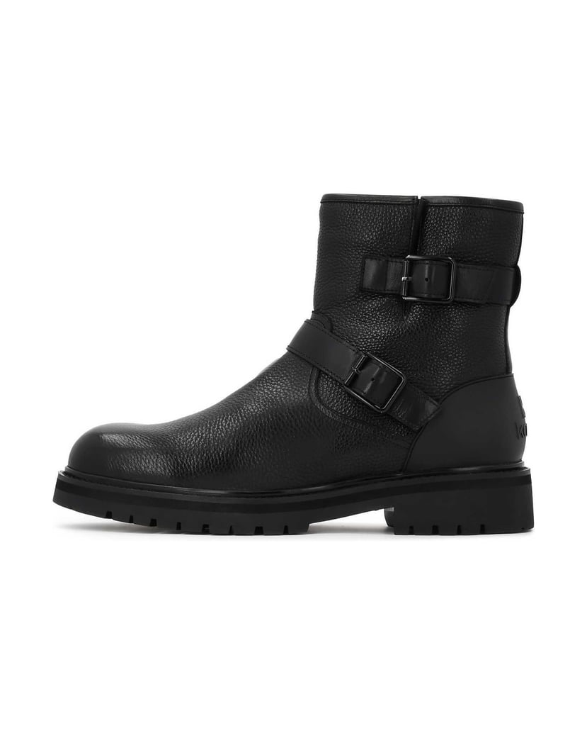 Kazar-Schwarze-Herren-Lederstiefel-mit-Schnallen-und-Reißverschluss-schwarz