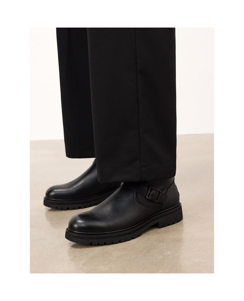 Kazar-Schwarze-Herren-Lederstiefel-mit-Schnallen-und-Reißverschluss-schwarz