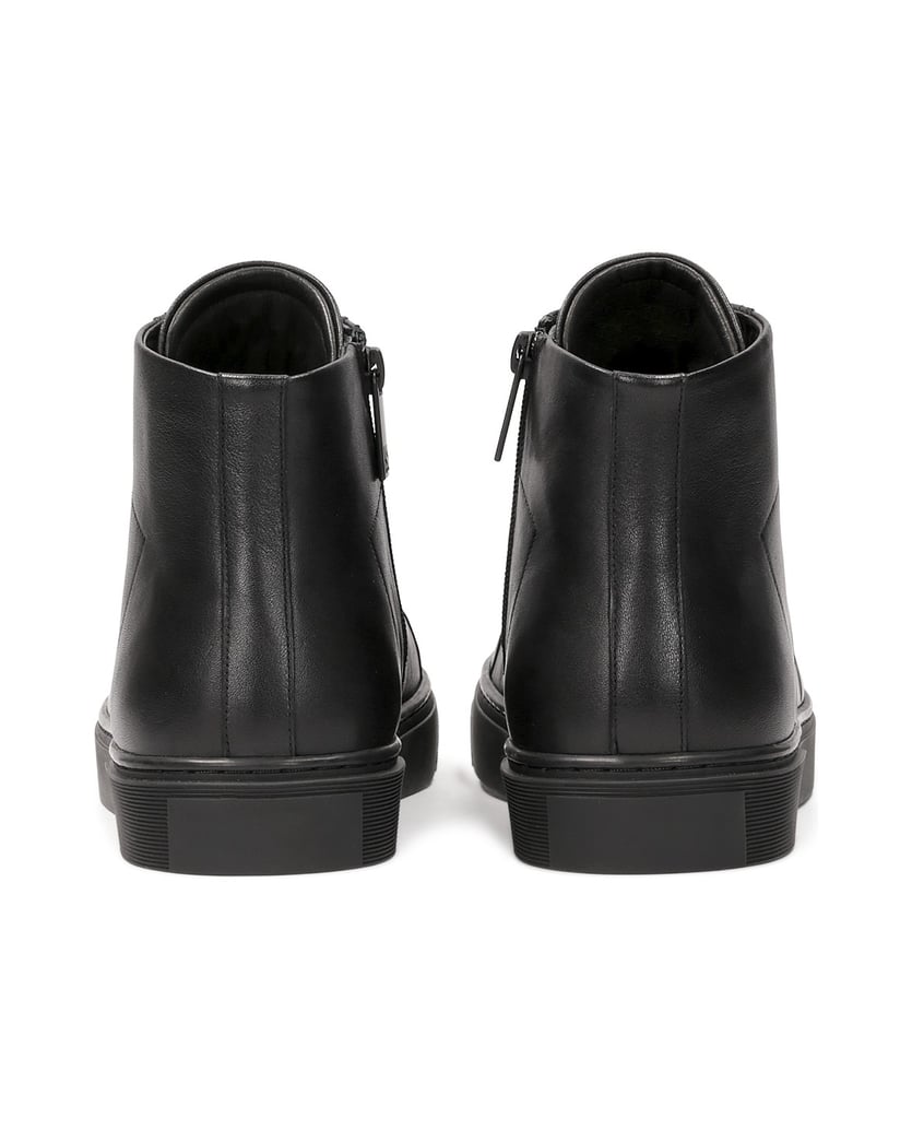 Kazar-Schwarze-Knöchelsneaker-aus-Naturleder-mit-geprägtem-Logo-schwarz