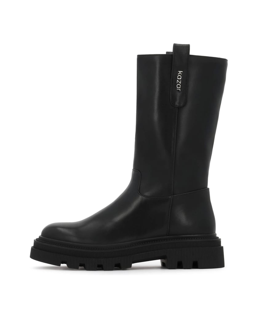 Kazar-Flache-Lederstiefel-mit-hohem-Schaft-schwarz