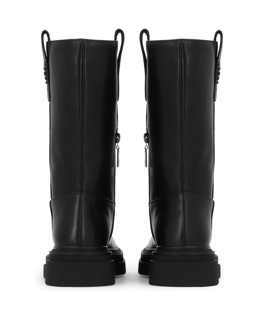 Kazar-Flache-Lederstiefel-mit-hohem-Schaft-schwarz