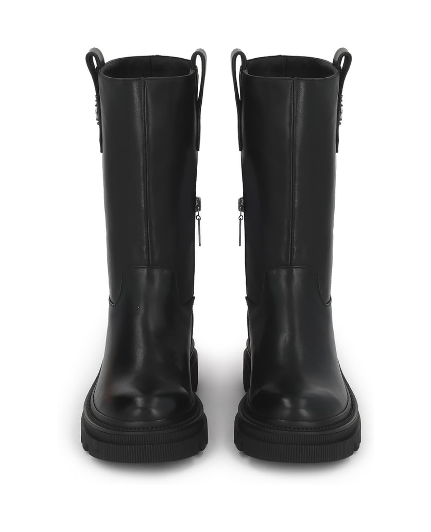 Kazar-Flache-Lederstiefel-mit-hohem-Schaft-schwarz