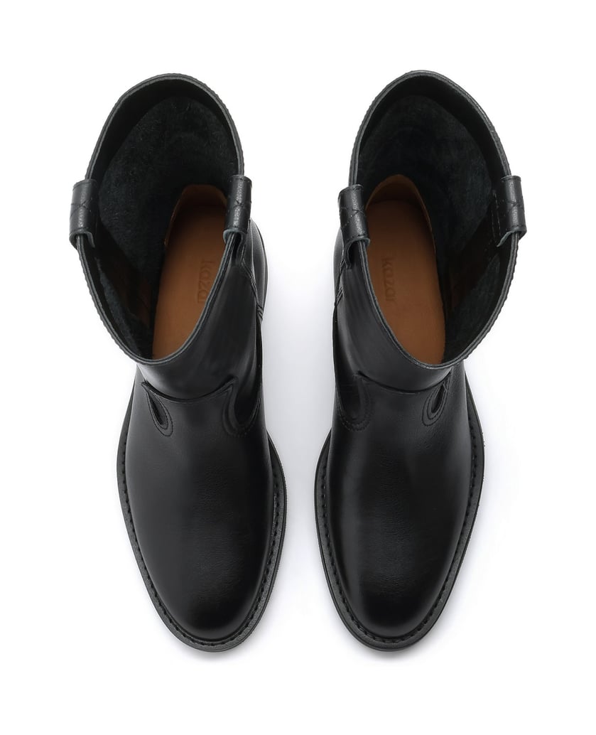 Kazar-Schwarze-Lederstiefel-zum-Hineinschlüpfen-schwarz