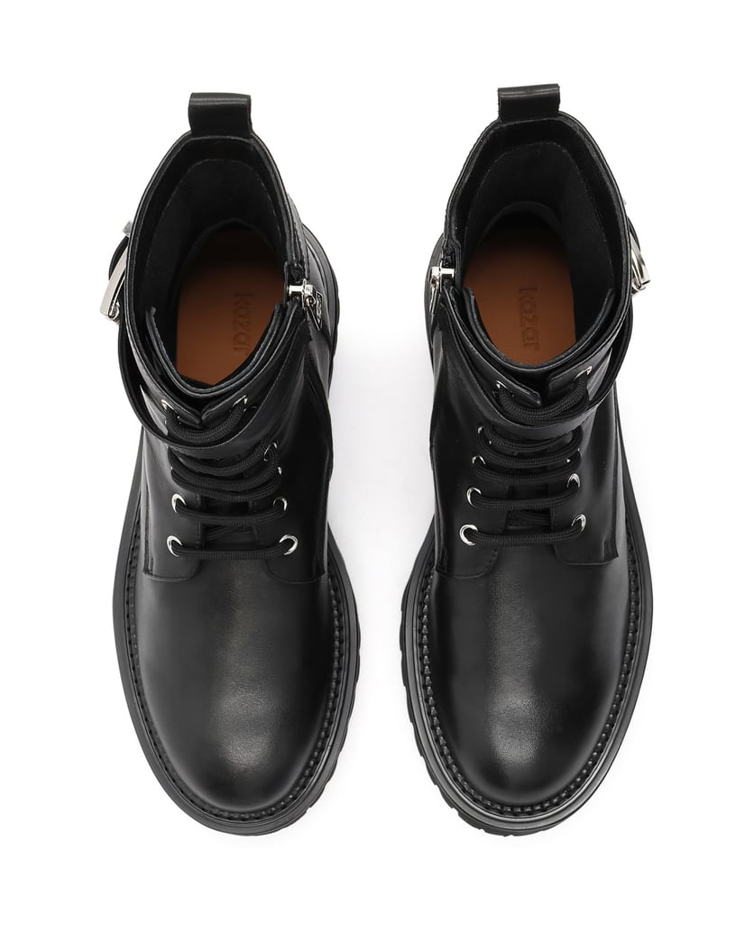 Kazar-Gestreifte-Lederstiefel-schwarz