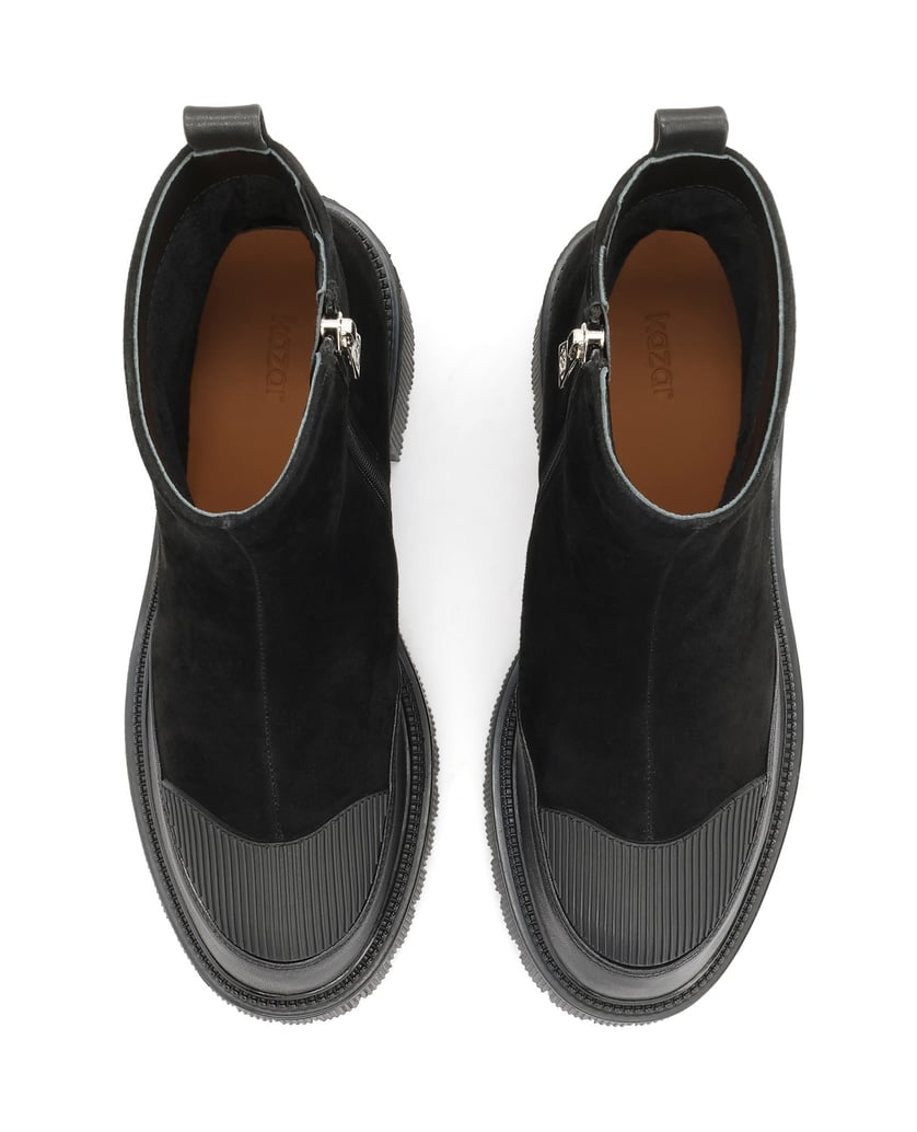 Kazar-Schwarze-Blockstiefeletten-aus-kombinierten-Materialien-schwarz