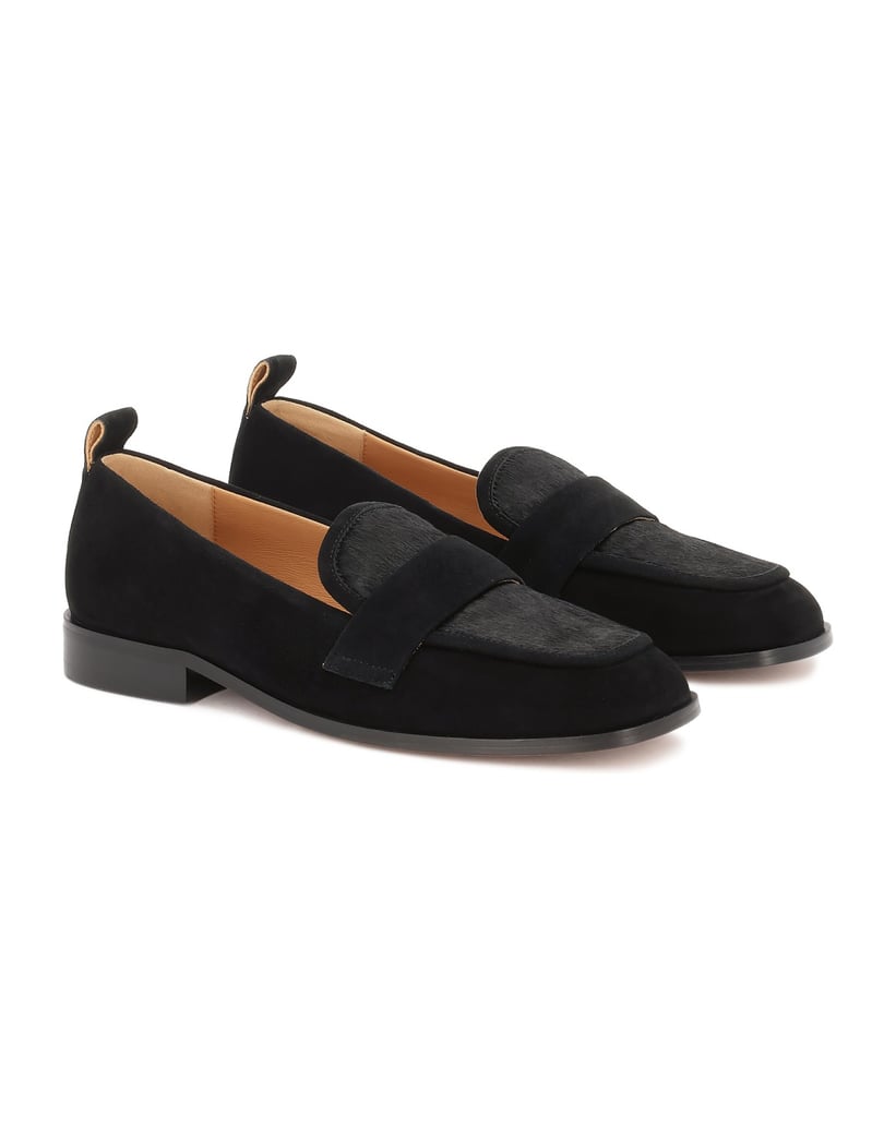 Kazar-Schwarze-Slipper-aus-Wildleder-und-Leder-mit-Borsten-schwarz