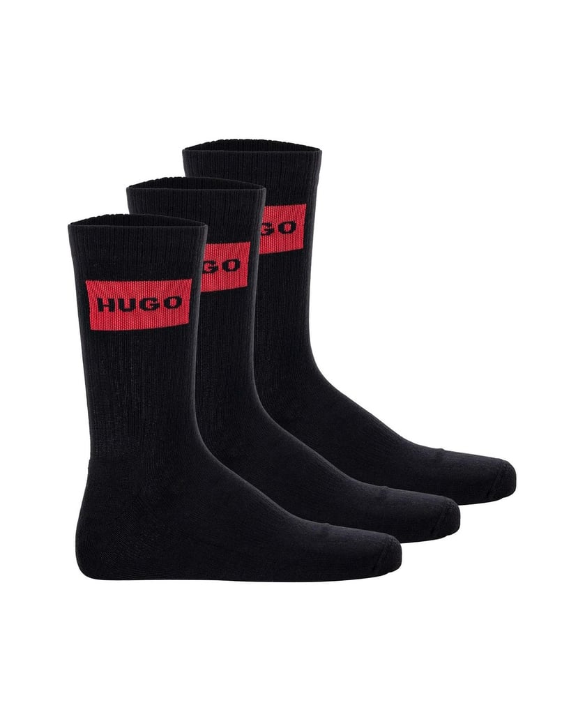 HUGO-Herren-Socken-3er-Pack-3P-QS-RIB-LABEL-CC-schwarz
